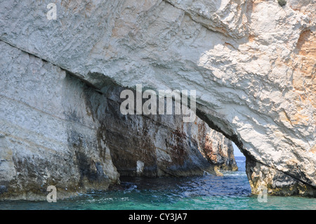 Greece, beach and caves on eastern coast of Zakynthos Island Stock ...