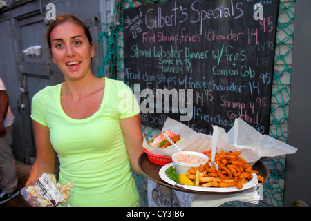 Portland Maine,historic Old Port District,Commercial Street,Custom House Wharf,Gilbert's Chowder House,restaurant restaurants food dining cafe cafes,s Stock Photo