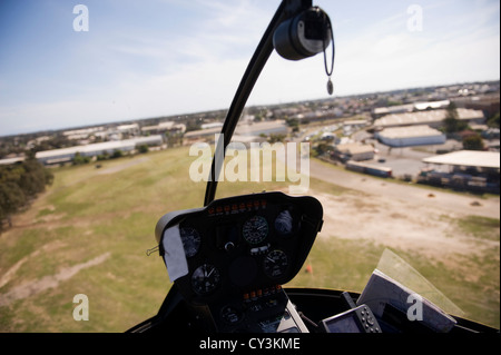 View from a helicopter cockpit Stock Photo