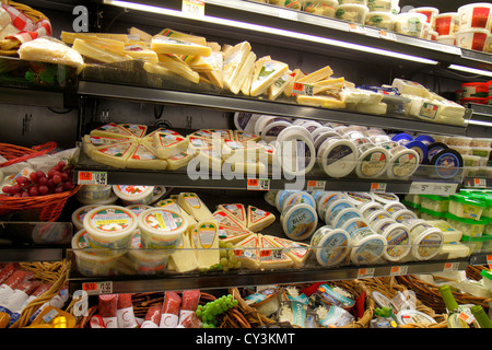 Portland Maine,Scarborough,Shaw's,grocery store,supermarket,display case sale,brands,cheese,ME120826118 Stock Photo