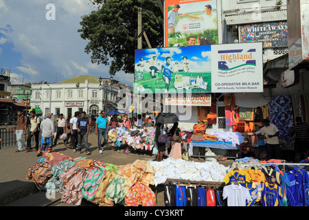 Busy outdoor market street scene in Kandy, Sri Lanka. Stock Photo