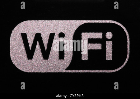 Wi-Fi Logo silver on black Stock Photo