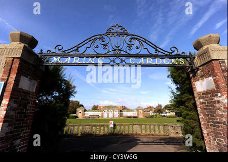 Marine Gardens and bowls club entrance gate Worthing West Sussex UK Stock Photo