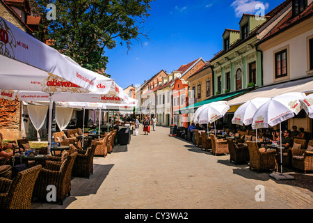 Parasols and pubs in Tkalciceva Street, old town Zagreb Stock Photo