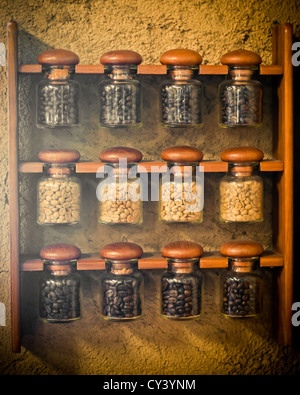 Coffee beans in the Glass bottle Stock Photo