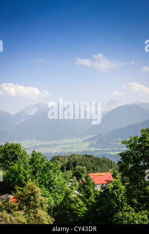 View of the Tyrolean Alps in the Olympia region of Austria Stock Photo