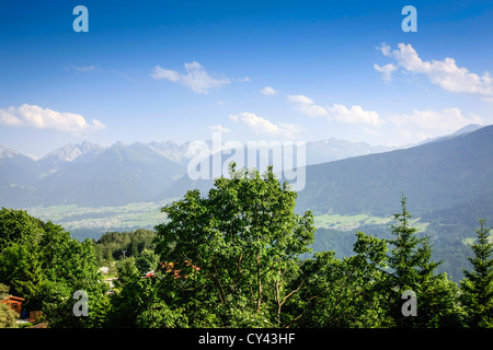 View of the Tyrolean Alps in the Olympia region of Austria Stock Photo