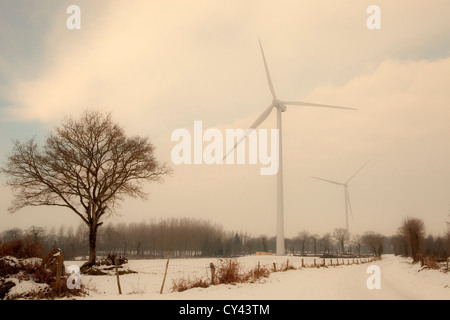 Europe, France, Brittany, Ille et Vilaine (35), windturbines to Tremblay Stock Photo