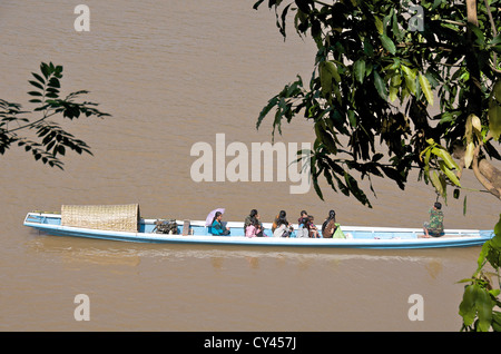 boat on Mekong river, Luang Prabang, Laos, Asia Stock Photo