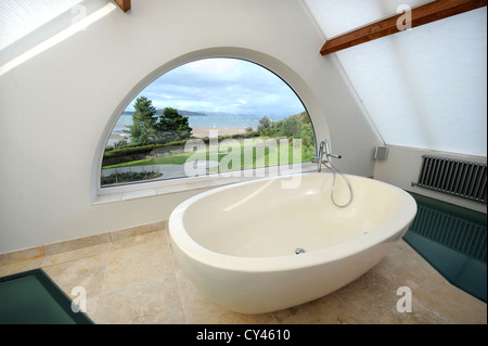 The en suite to a master bedroom of a modern luxury holiday home near Abersoch on the Lleyn Peninsula in North Wales UK Stock Photo