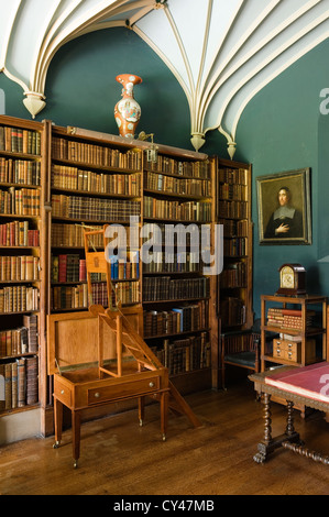 Elizabethen library with vaulted ceiling and folding step ladder Stock Photo