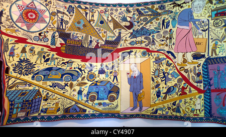 Grayson Perry Walthamstow Tapestry detail  at exhibition in London England UK   KATHY DEWITT Stock Photo