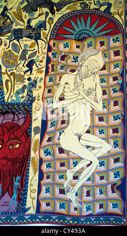 Grayson Perry Walthamstow Tapestry detail of death at exhibition in London England UK   KATHY DEWITT Stock Photo