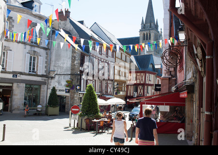 Historic old town centre of Vannes with St. Peter's Cathedral, Morbihan, Brittany, France Stock Photo