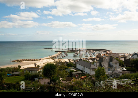 summer day in Lyme Regis looking down to the cobb Stock Photo