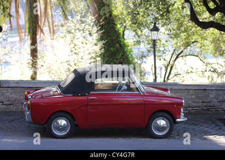 fun romantic cabrio topolino red CAR, fiat 600, Roma, rome, Rome, Italy, photoarkive Stock Photo