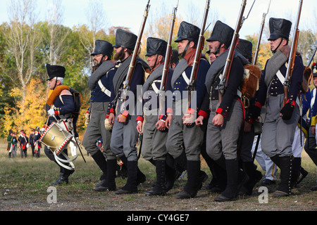 Territorial forces of the Royal Prussian Army during a reenactment of the Battle of Leipzig 1813 in Leipzig, Germany. Stock Photo