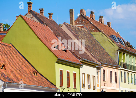 Red tiled roof of Budapest Old Town buildings Stock Photo