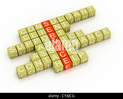 Service crossword 3D on white background Stock Photo