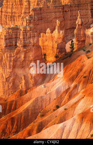 USA, Utah, Bryce Canyon, Rock formations at sunset Stock Photo