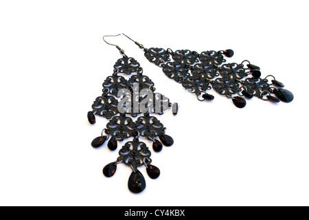 Earrings isolated on white background. Stock Photo