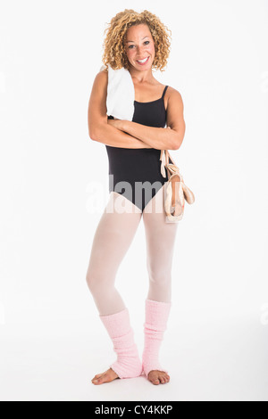 Portrait of female ballet dancer, studio shot Stock Photo