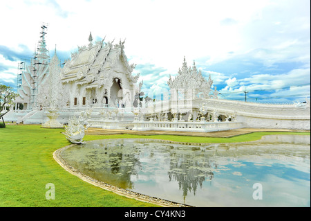 White church, Thai style (Wat Rong Khun, Chiangrai, Thailand) Stock Photo