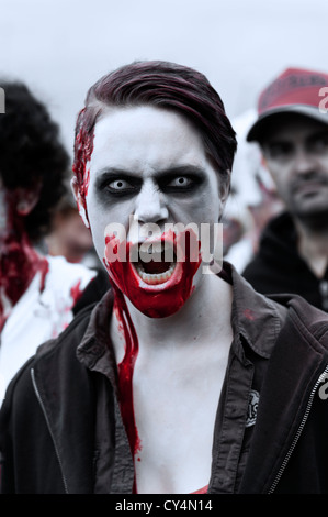 Female Zombie taking part in the Brighton Zombie Parade - 20th October 2012 Stock Photo