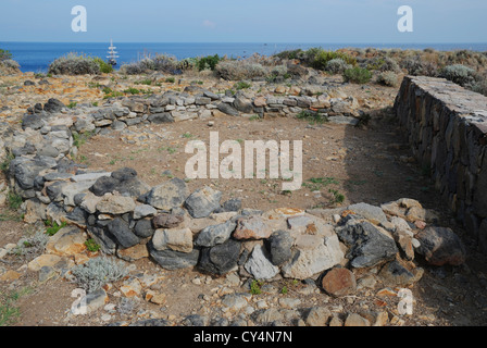 A Bronze Age village near Punta Milazzese, Panarea, Aeolian Islands, Sicily, Italy. Stock Photo