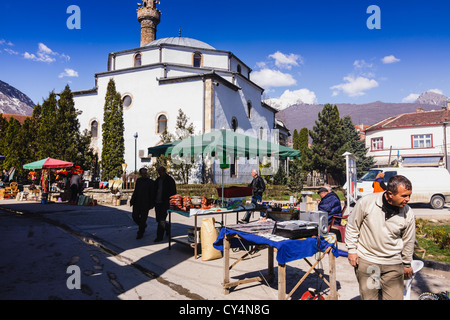 Old town with mosque and bazaar. Peja, Kosovo Stock Photo