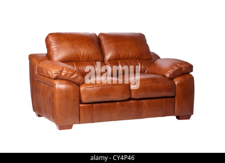 Nice and luxury brown leather sofa the great leather furniture Stock Photo