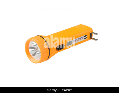 Useful flashlight better vision at a night time isolated on white Stock Photo