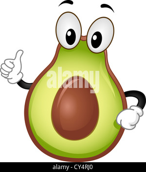 Mascot Illustration Featuring an Avocado Giving a Thumbs Up Stock Photo
