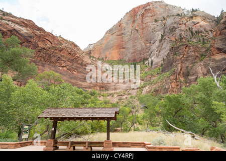 Shuttle stop at the Zion National Park, Utah Stock Photo
