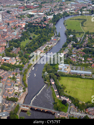 Chester and the River Dee with tourist boats on the river, Cheshire, North West England Stock Photo