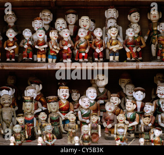 Water puppets in the Old City of Hanoi in Vietnam in Far East Southeast Asia. Puppet Doll Sculpture Still Life Culture Vietnamese History Travel Stock Photo