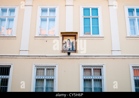 Clergy house with a picture of Virgin and Child, Kaptol street, Zagreb, Croatia Stock Photo