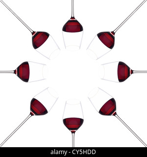 Wine Glasses With Red Wine Design With Copy Text Stock Photo