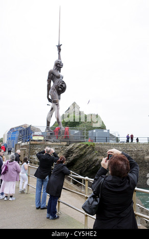 Damien Hirst's 'Verity' on the harbour wall entrance to Ilfracombe  in North Devon. Stock Photo