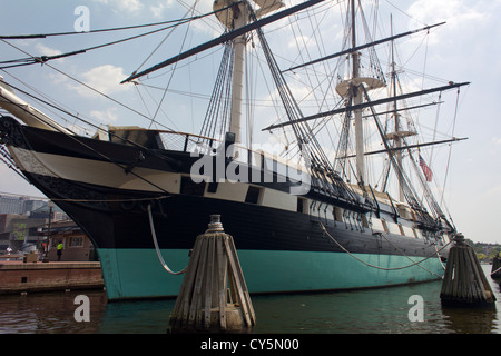 USS Constellation, the last all sail warship built by the US Navy, is open to the public as a museum in Baltimore's Inner Harbor Stock Photo