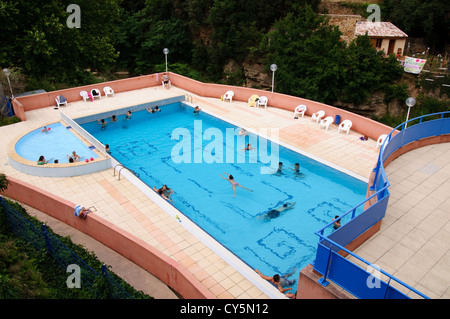 Outdoor Swimming Pool at Rennes Les Bains in France Stock Photo