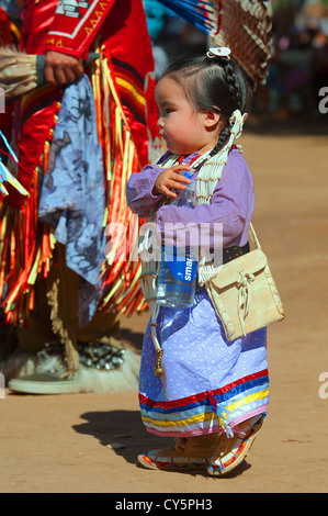 A native American Chumash child at the 2012  Chumash Inter Tribal Pow Wow in Live Oak camp, Santa Ynez Valley, California Stock Photo