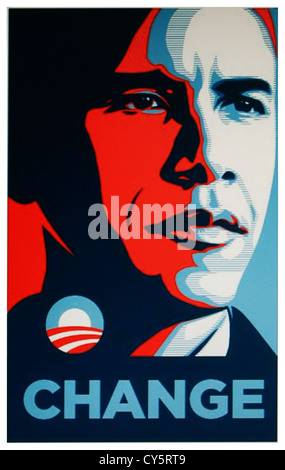 Barack Obama 'Change' poster - related to U.S Elections 2013 Stock Photo
