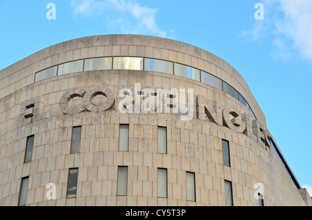 El Corte Inglés logo sign showcase shop in Passeig Gràcia, Barcelona. Stock Photo