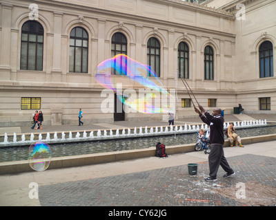 giant soap bubble outside the Metropolitan Museum of Art NYC Stock Photo