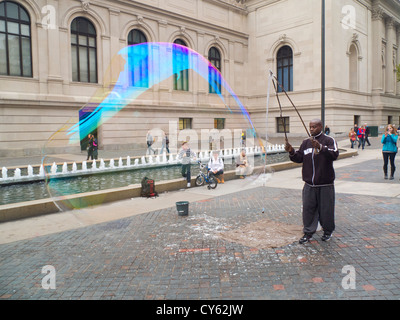 giant soap bubble outside the Metropolitan Museum of Art NYC Stock Photo