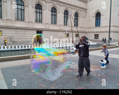 giant soap bubble outside the Metropolitan Museum of Art NYC Stock Photo