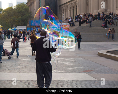 giant soap bubble outside the Metropolitan Museum of Art NYC Stock Photo