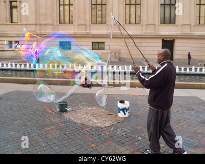 giant soap bubble outside the Metropolitan Museum of Art NYC Stock Photo