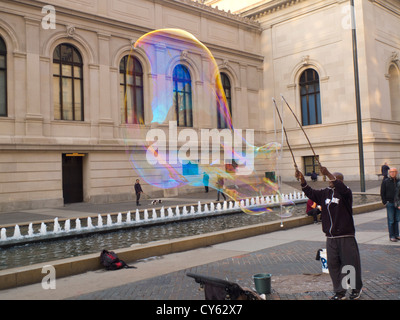 giant soap bubble outside the Metropolitan Museum of Art NYC Stock Photo